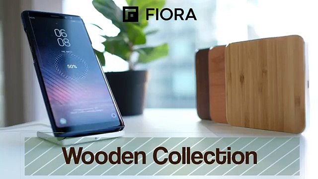 Wood Wireless Charging StandPad for iPhone, Samsung, LG & Wireless Qi Devices by Fiora
