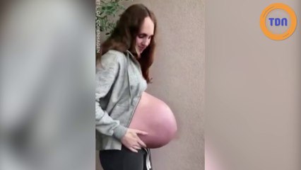 Enceinte de triplés, elle nous dévoile son ventre !