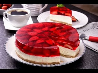 Pastel de Gelatina y Fresa con Cheesecake SIN HORNO
