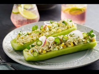 Pepinos Rellenos de Ensalada Cremosa de Pollo