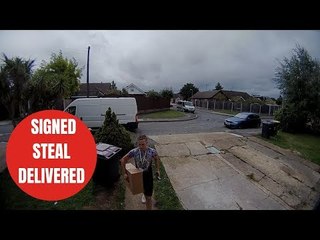 Yodel driver caught on CCTV appearing to 'steal' trainers