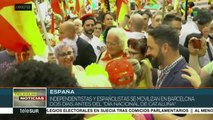 España: antisoberanistas e independentistas marchan en Cataluña