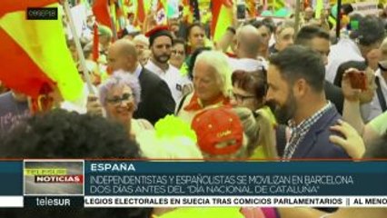 Download Video: España: antisoberanistas e independentistas marchan en Cataluña