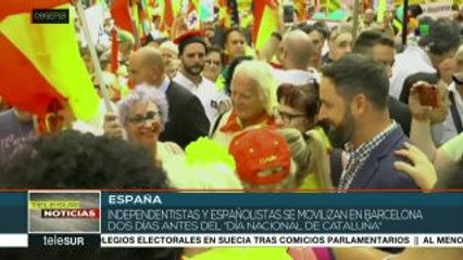 España: antisoberanistas e independentistas marchan en Cataluña