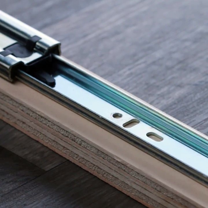 This hidden rail slides out for easy access to kitchen utensils and pans.