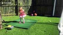 Scottish girl aged 4 tees off just like Tiger Woods