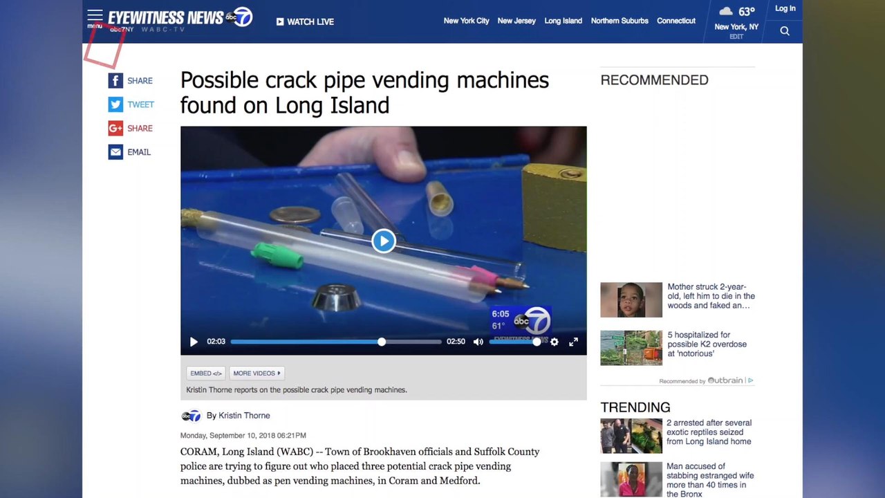 'Crack Pipe' Vending Machines Popping Up in New York, Police Say