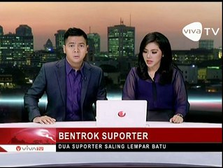 Bentrok Suporter Persib dengan Suporter Persija Saling Lempar batu