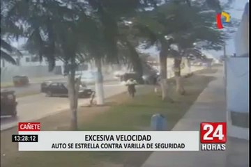 Cañete: auto se despista frente a base de serenazgo y deja dos heridos