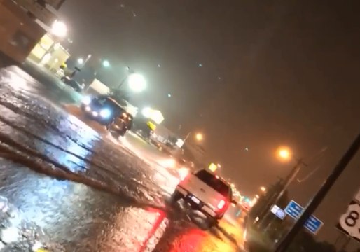 Roads Flooded in Weslaco, Texas, After Heavy Rainfall