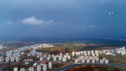 Gökkuşağının eşsiz manzarası havadan görüntülendi