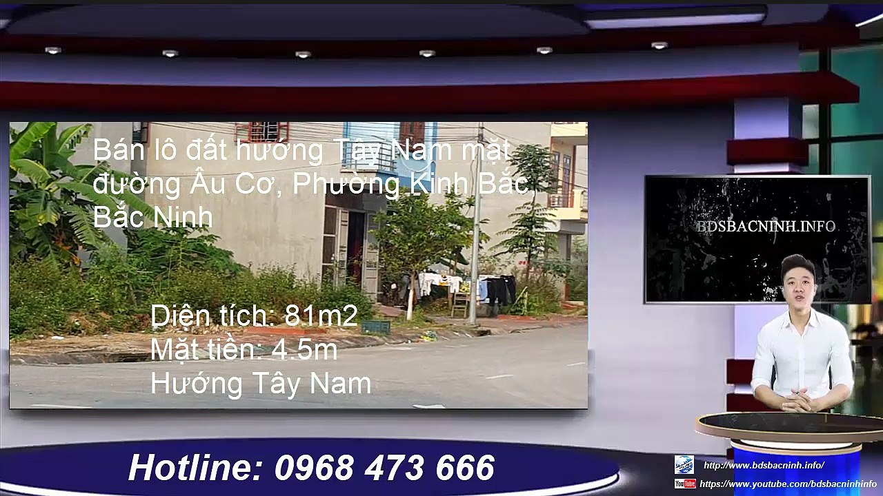Bán lô đất hướng Tây Nam mặt đường Âu Cơ, Phường Kinh Bắc, Tp Bắc Ninh