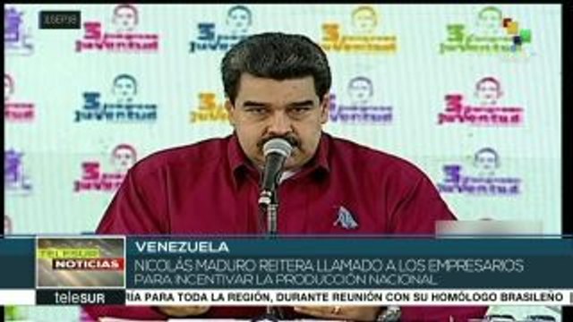 Maduro insta a empresarios de Venezuela a impulsar producción nacional