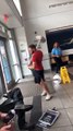 Enraged Man Causes Damage At Bus Station