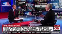 BREAKING NEWS TRUMP CAMPAIGNING AS FIRST MUELLER TRIAL BEGINS ECHOES HIS LAWYER SAYING COLLUSION IS NOT A CRIME