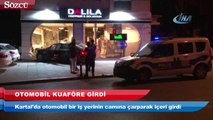 Kontrolden çıkan otomobil kuaföre girdi!