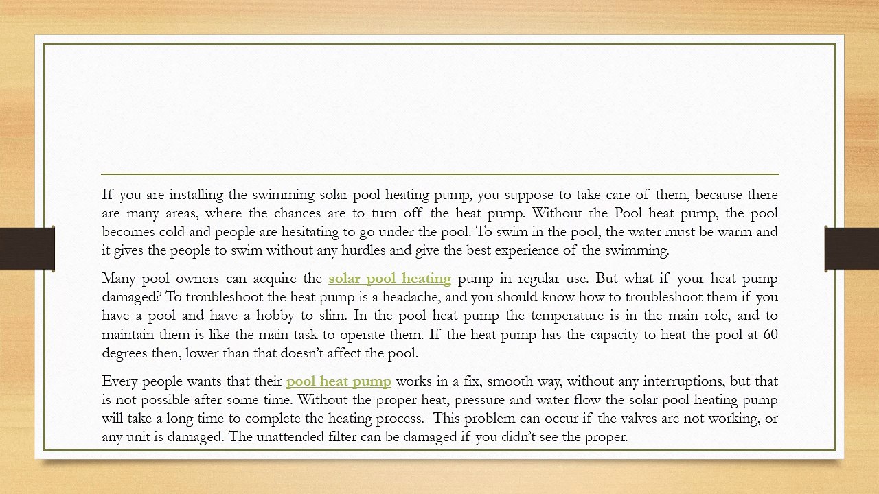 The basic guide of troubleshooting the pool heat pump