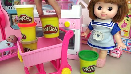 Baby doll kitchen and sale play doh cooking toys play