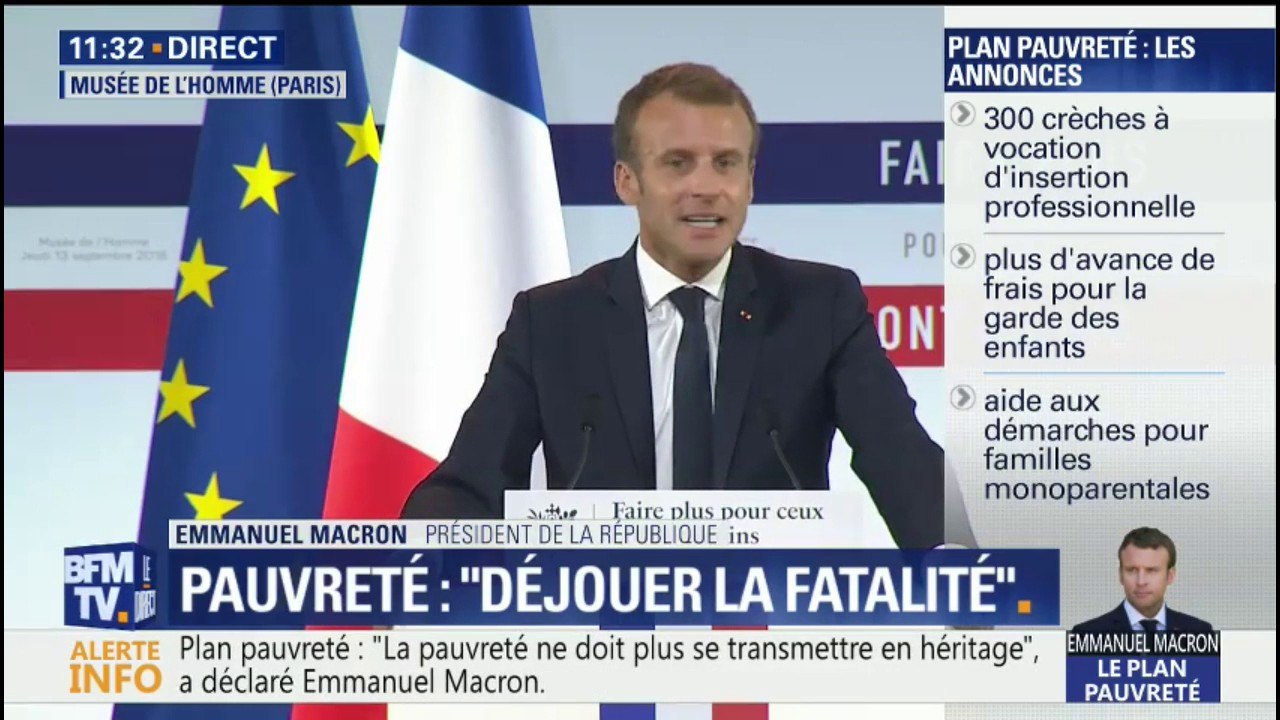 Plan pauvreté: Macron veut écarter l'idée que "si je vous annonçais qu'on doublait le RSA, on aurait réglé le problème"