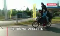 5 kişi bir motosiklette