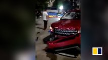 Chinese man ploughs Land Rover into crowds