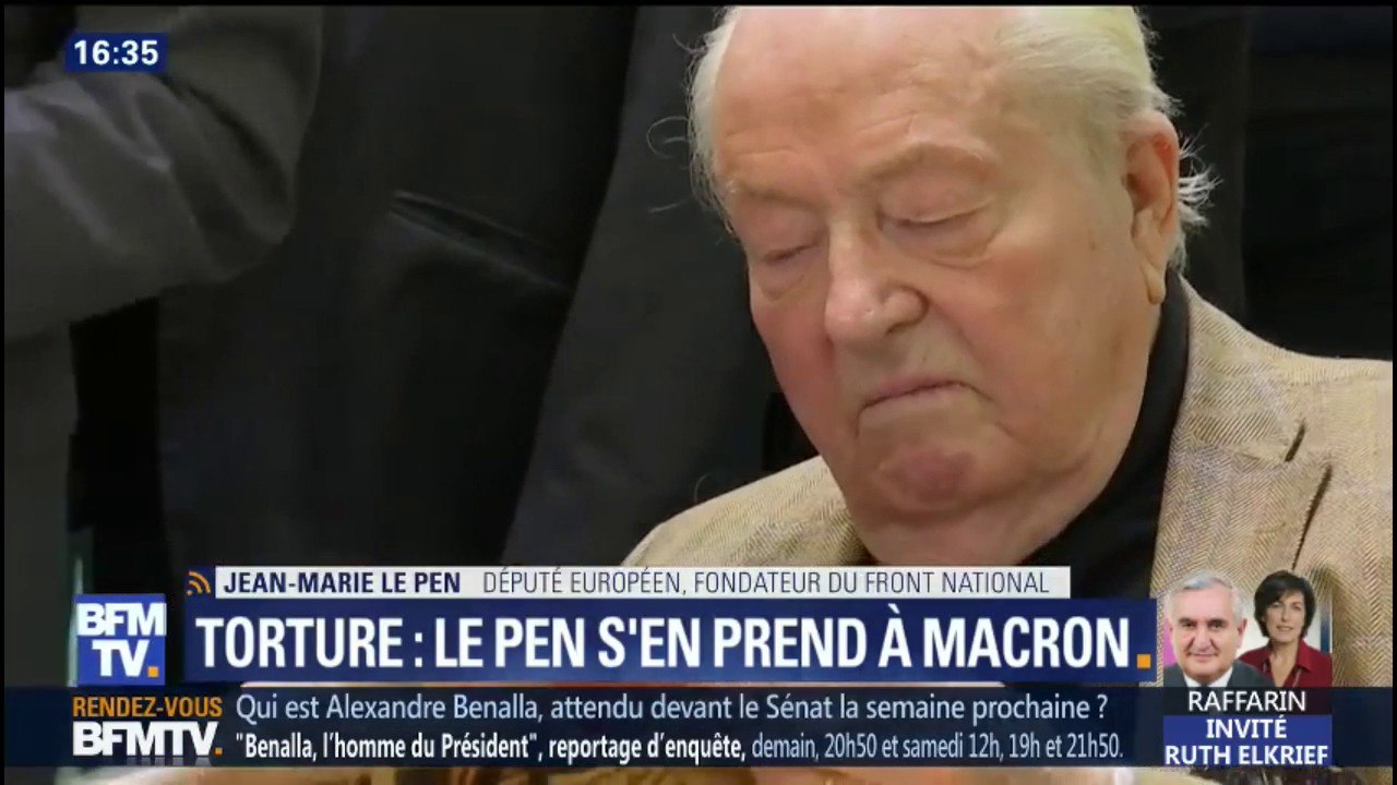 Torture de Maurice Audin: "Le rôle du président n'est pas de rechercher des responsabilités criminelles dans une opération confuse comme l'était la guerre d'Algérie", estime Jean-Marie Le Pen