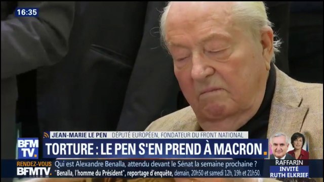 Torture de Maurice Audin: Le rôle du président n'est pas de rechercher des responsabilités criminelles dans une opération confuse comme l'était la guerre d'Algérie , estime Jean-Marie Le Pen