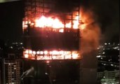 Emergency Services Tackle Building Site Fire in Taiwan