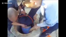 Chinese cops rescue 8-month pregnant woman trapped in well