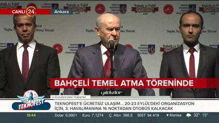 Bahçeli temel atma töreninde konuşma yapıyor