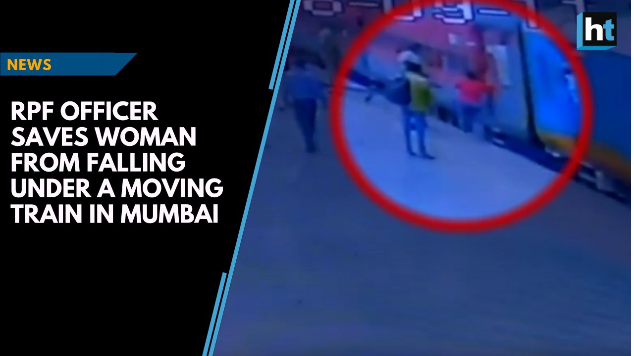 Watch: RPF officer saves woman from falling under a moving train in Mumbai