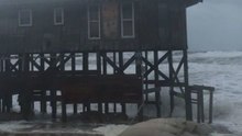 Ocean Roils Around Stilts at Nags Head Home