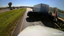 Dump Truck Plows Into Three Cars