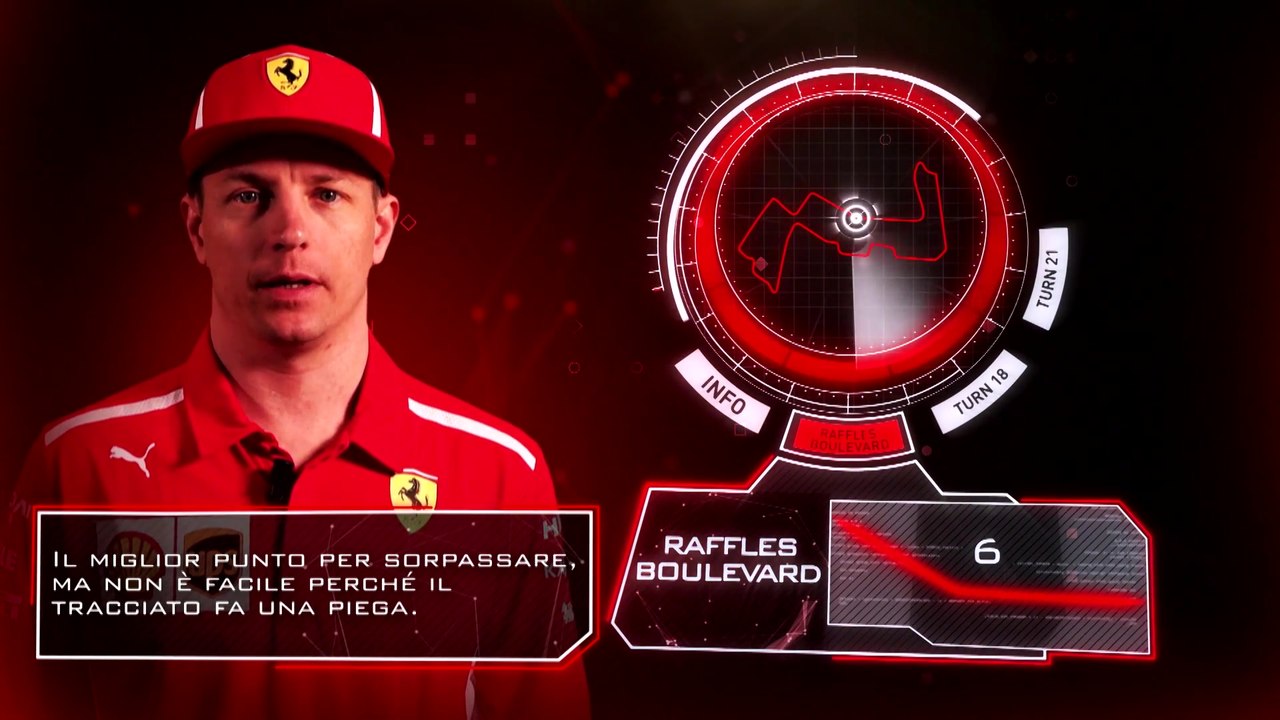 Kimi Raikkonen spiega il circuito di Marina Bay, Singapore 2018