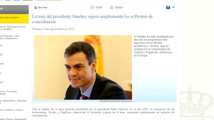 Dos programas antiplagio determinan contenido original de la tesis de Sánchez