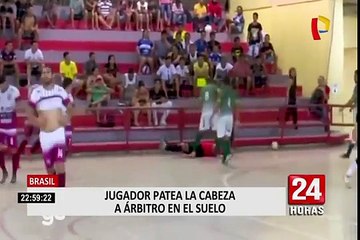 Brasil: jugador de futsal patea la cabeza a su árbitro