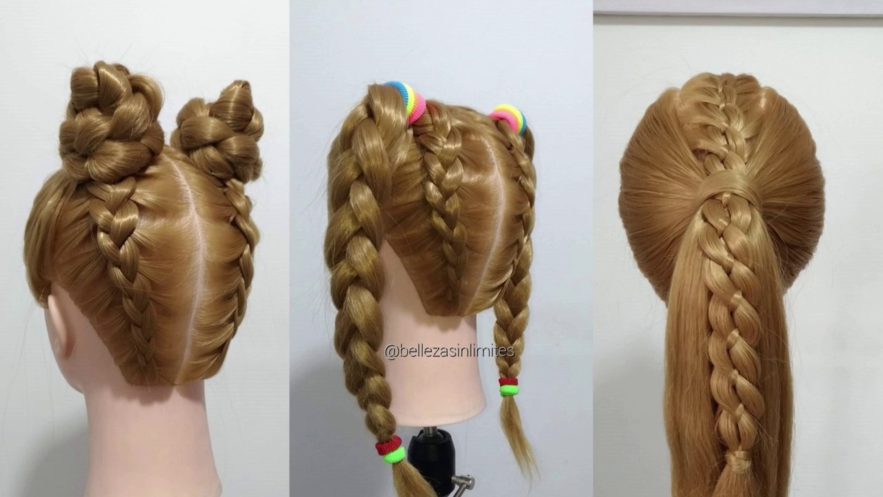 Peinados para la Escuela con Moños y Coletas by Belleza sin Limites