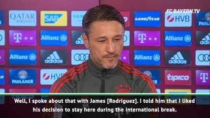 Kovac praises James for staying with Bayern during international break