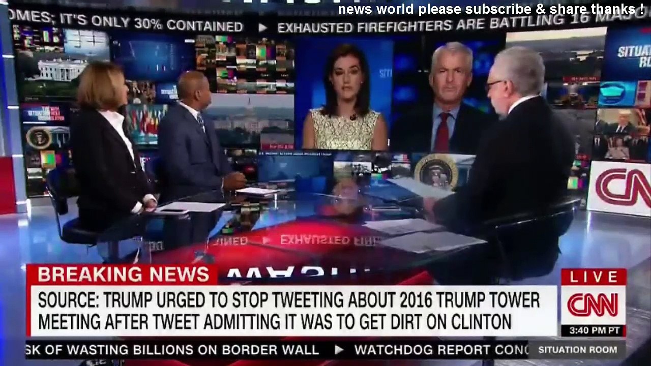 BREAKING NEWS SOURCE TRUMP URGED TO STOP TWEETING ABOUT 2016 TOWER MEETING AFTER TWEET ADMITTING IT WAS TO GET DIRT.