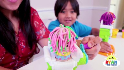 Get Your Hair Done by Ryan! Play Doh Buzz 'n Cut Fuzzy Pumper Barber Shop Toy with Electric Buzzer -