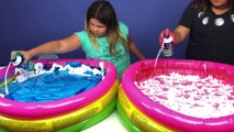 Super Fluffy Pools Full Of DIY Slime ELMER’S FLUFFY GLUE ALL VS AMAZON BASICS FLUFFY SCHOOL GLUE