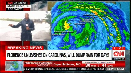 Florence unleashes on Carolinas, Will dump rain for days.  #HurricaneFlorence #Weather #Breaking #News