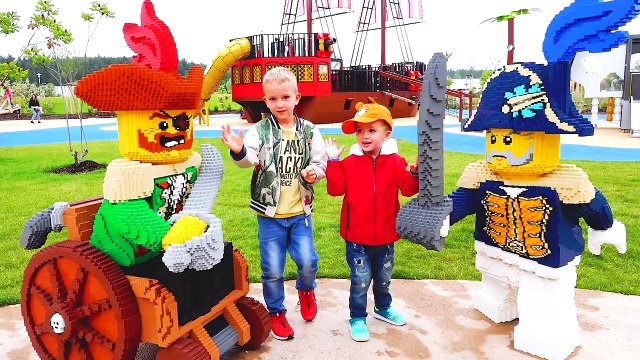 Outdoor Playground for children Vlad and Nikita Pretend Play on Pirate Ship