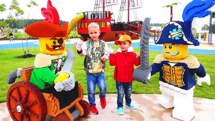 Outdoor Playground for children Vlad and Nikita Pretend Play on Pirate Ship