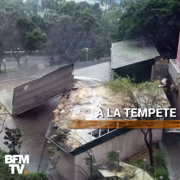 À Hong Kong, les toits s’envolent et les buildings tremblent au passage de Mangkhut