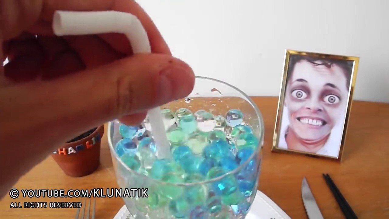 WATER BALLS (orbeez) & GLITTER for LUNCH! Kluna Tik  ASMR sounds no talk JUMBO polymer experiment