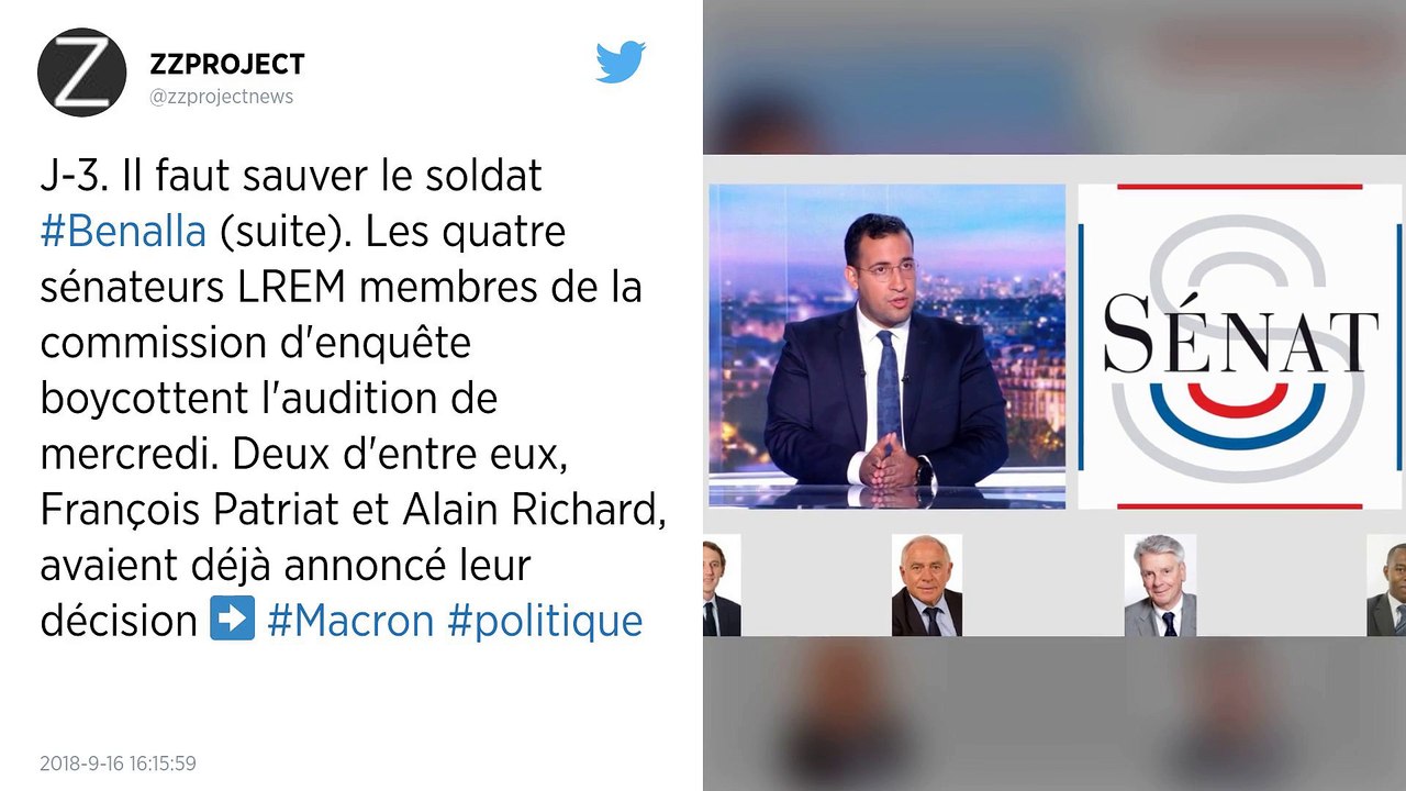 Les sénateurs LREM vont boycotter l'audition d'Alexandre Benalla mercredi.