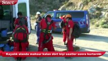 Aydın’da kayalık alanda mahsur kalan dört kişi saatler sonra kurtarıldı