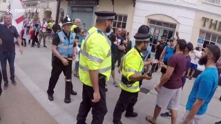 Clashes at English Defence League rally in Worcester, UK
