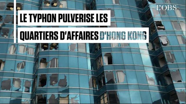 Hong Kong : les quartiers d'affaires dévastés par le super typhon Mangkhuto